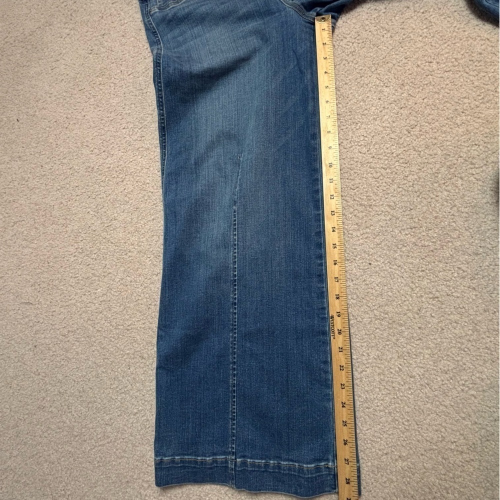 Spanx Pull On Seamed Front Wide Leg Jeans Vintage Indigo Petite Large - Picture 10 of 17